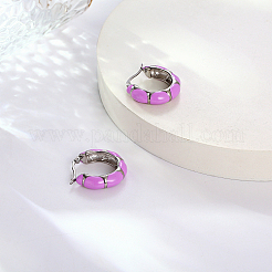 女性用304ステンレススチールエナメルフープピアス  リング  ステンレス鋼色  26x7mm&nbsp;AU7915-2
