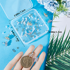 12Pcs 2 Color Brass Pave Clear Cubic Zirconia Flower Stud Earring Findings&nbsp;DIY-CN0002-80