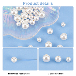 30サイズのシェルパールビーズ3個  片穴ビーズ  洗練された  ラウンド  ホワイト  6~10mm  穴：1~1.2mm  10pcs /サイズ&nbsp;BSHE-PH0001-21