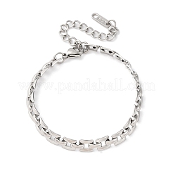 女性用304ステンレススチールパンサーチェーンブレスレット  ステンレス鋼色  長さ6-1/4インチ(16cm)+62mmエクステンダー  幅1/4インチ（0.55cm）&nbsp;BJEW-R027-07P