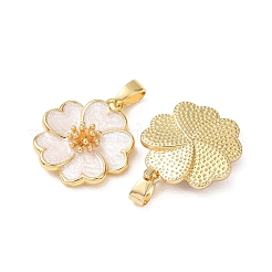 真鍮製エナメルペンダント  花のチャーム  18KGP本金メッキ  18x16.5x4.5mm  穴：2x4.5mm&nbsp;KK-CBADD64-01G