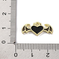 合金エナメルチャーム  翼のチャーム付きハート  ゴールドカラー  9.5x20x2mm  穴：1.6mm&nbsp;FIND-U024-03G-01