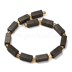 天然ゴールドパイライト/ゴールデンパイライトビーズ連売り  直方体の  シードビーズで  13x6x6mm  穴：1.2mm  約12個/連  7.68''（19.5センチメートル）&nbsp;G-F833-C01-01