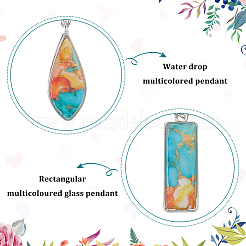 2 Pairs 2 style Teardrop & Rectangle Lampwork Dangle Earrings&nbsp;EJEW-FI0001-17