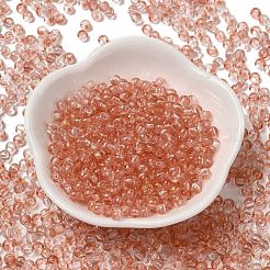 透明色ガラスラウンドビーズ  グリッターパウダー付き  丸い穴  ダークオレンジ  4x3mm  穴：1.4mm  約4500個/ポンド&nbsp;SEED-F006-05A-03