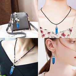 95個3スタイルのDIYダングルイヤリング作成キット  染めた弾丸天然瑪瑙ペンダントを含む  真鍮のピアスフックと丸カン  プラチナ  37x12mm  穴：3mm&nbsp;DIY-SC0015-76A