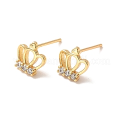 Clear Cubic Zirconia Crown Stud Earrings&nbsp;EJEW-P199-20G