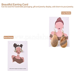 厚紙のアクセサリーディスプレイカード  イヤリング＆ネックレスディスプレイの吊り下げ用  長方形  女性の模様  ミックスカラー  9x6x0.05cm  穴：0.2のCM&nbsp;CDIS-H002-02