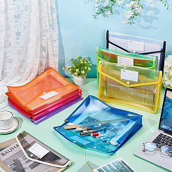 18個 9色長方形PPプラスチックファイルポケット  フォルダーバッグ  事務用品  ミックスカラー  250x335x7~55mm  2個/カラー&nbsp;DIY-CU0001-03