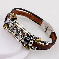 Dragon Head Leather Cord Multi-strand Bracelets&nbsp;BJEW-P0001-12