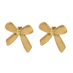 女性用304ステンレススチールスタッドピアス  蝶結び  ゴールドカラー  29x26mm&nbsp;EJEW-F379-02G