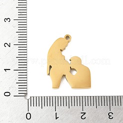304ステンレススチールエナメルペンダント  夫婦の魅力  イオンプレーティング（ip）  ゴールドカラー  ブラック  21x16.5x1.5mm  穴：1.5mm&nbsp;STAS-R168-03B-G