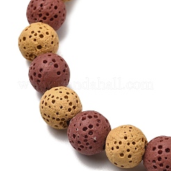 7Pcs 7 Colors Dyed Natural Lava Rock Round Beads Stretch Bracelets for Men Women&nbsp;BJEW-JB12334