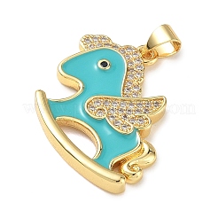 Brass Micro Pave Clear Cubic Zirconia Pendants&nbsp;KK-A303-02G