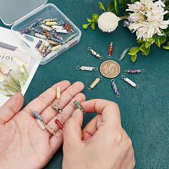 40Pcs 10 Styles Natural Mixed Gemstone Copper Wire Wrapped Column Connector Charms&nbsp;PALLOY-HY00040