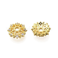 Flower Brass Micro Pave Cubic Zirconia Bead Caps&nbsp;KK-K300-04A-G