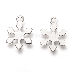 変色しないクリスマス 201 ステンレススチールチャーム  レーザー切断  スノーフレーク  ステンレス鋼色  12x10x0.5mm  穴：1.4mm&nbsp;STAS-C017-26P