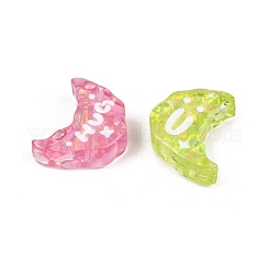 かわいい透明樹脂エナメルビーズ  抱擁という言葉が書かれた月  ミックスカラー  13.5x16x6mm  穴：1mm&nbsp;RESI-L047-05
