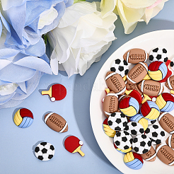 64Pcs 4 Styles Sports Theme Opaque Resin Cabochons&nbsp;RESI-CA0001-64