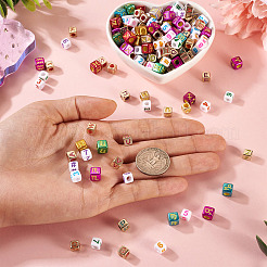 700 個 3 スタイル不透明なアクリル ビーズ  キューブ  ミックスカラー  5.5~7.5x6.5~7.5x5.5~7.5mm  穴：3.5~4mm&nbsp;OACR-PJ0001-01B