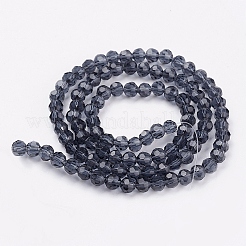 ガラスビーズ連売り  多面カット  ラウンド  プルシアンブルー  4mm  穴：1mm  約98個/連  13.7インチ&nbsp;EGLA-J042-4mm-03