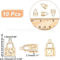 真鍮製ラインストーンペンダント  月と星のチャーム付き南京錠  ライトゴールド  16~16.5x9.5~10x2.7mm  穴：1.6mm&nbsp;FIND-WH0144-27KCG