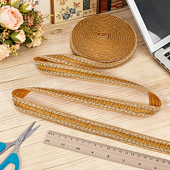 5ヤードのポリエステルリボン  刺繍入りの織りリボン  衣類用アクセサリー  ゴールド  1インチ（24mm）  約5.00ヤード（4.57m）/セット&nbsp;OCOR-MA0001-90A