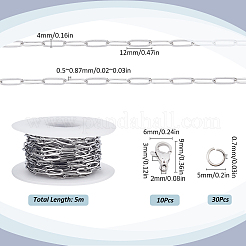 5M 304 Stainless Steel Paperclip Chains wih 50Pcs Open Jump Rings with 20Pcs  Lobster Claw Clasps&nbsp;FIND-SC0012-58