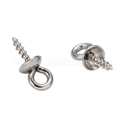 変色防止304ステンレススチール製スクリューアイピンペグベイル  片穴パーツ用  ステンレス鋼色  10.5x4mm  穴：2mm  ピン：1.5mm&nbsp;STAS-E076-05