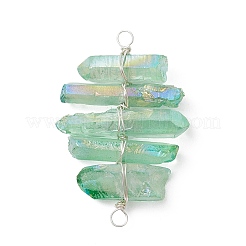 4Pcs 4 Colors Dyed Natural Quartz Crystal Copper Wire Wrapped Connector Charms&nbsp;PALLOY-TA00107