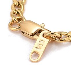 304ステンレススチールカーブチェーンブレスレット  女性用カップルブレスレット  18KGP本金メッキ  8インチ（20.2cm）&nbsp;BJEW-JB06272-01