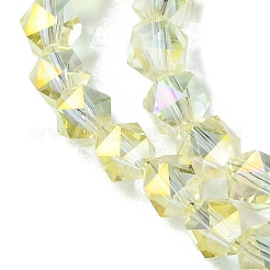 電気メッキガラスビーズセット  多面カット  ライトゴールデンロッドイエロー  5.5x5x6mm  穴：1mm  約101個/連  22.05''（56センチメートル）&nbsp;EGLA-K061-07A-FR03