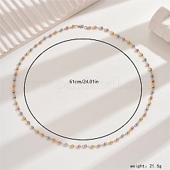 Elegant Brass Round Beads Link Chain Long Necklaces for Women&nbsp;FH6788-3