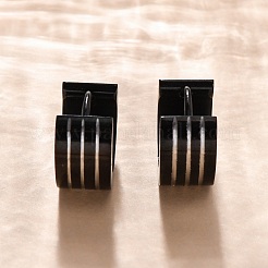 304ステンレススチール研磨効果フープピアス  イオンプレーティング（ip）  ブラック  13x7mm&nbsp;EJEW-M001-13EB