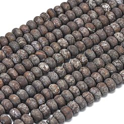天然赤い雪片オブシディアンのビーズ連売り  艶消し  ロンデル  6x4mm  穴：1mm  約93~96個/連  14.57~14.76インチ（37~37.5cm）&nbsp;G-P575-A23-6x4mm