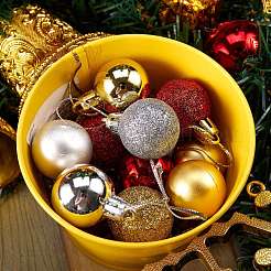 3 Boxes 3 Style Christmas Ball Plastic Ornaments&nbsp;AJEW-SZ0001-86