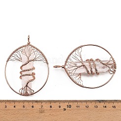 Natural Quartz Crystal Copper Wire Wrapped Big Pendants&nbsp;G-H359-06RG