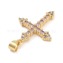Rack Plating Brass Micro Pave Cubic Zirconia Pendants&nbsp;KK-Z064-11G