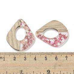 ウッドペンダント  樹脂と金箔  ティアドロップ  サクランボ色  32.5x27.5x4mm  穴：2mm&nbsp;FIND-B042-07C
