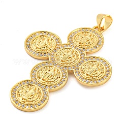 Cross Brass Micro Pave Cubic Zirconia Pendants&nbsp;KK-Q796-01G
