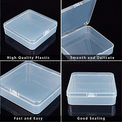 ポリプロピレン（pp）プラスチックボックス  ビーズ保存容器  ヒンジ付き蓋付き  正方形  透明  12.5x12.5x3.5cm&nbsp;CON-WH0068-43B