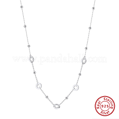 スターリングシルバーリング925個、ツイストオーバルリンクチェーンネックレス（女性用）  ロジウムメッキ  プラチナメッキ  16.02インチ（40.7cm）&nbsp;NJEW-H074-02S