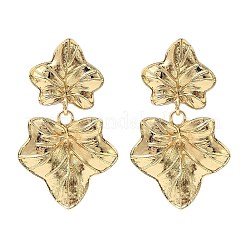 メープルリーフ合金ダングルスタッドピアス  ゴールドカラー  52x31mm&nbsp;EJEW-L096-001G