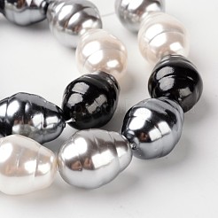 シェルパールビーズ連売り  グレードA  バレル  ブラック  23x17mm  穴：1mm  約17個/連  15.15インチ&nbsp;BSHE-L034-04C