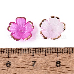 プラスチックビーズキャップ  5  - 花びらの花  ツートン  ゴールドライン入り  マゼンタ  10~11x10~11x4mm  穴：1.6mm  約2000個/袋&nbsp;KY-Q005-04A-06