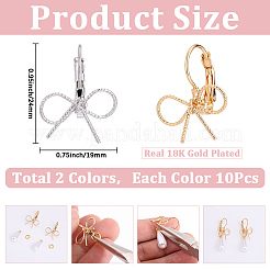 10ピアス 2色 蝶結び 真鍮 ラバーバック イヤリング レディース  ミックスカラー  24x19mm  5ペア/カラー&nbsp;EJEW-SC0001-92