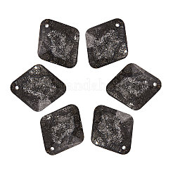 K9ガラスラインストーンチャーム  菱形  ジェットメタリック銀  26x22x8mm  穴：1.6mm&nbsp;RGLA-CJ0001-02