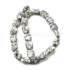 合成ターコイズビーズ連売り  染め  フラットオーバル  紺碧  17~18x13x6.5~7.5mm  穴：1mm  約23個/連  15.75~15.94''（40~40.5センチメートル）&nbsp;G-F791-F01-01