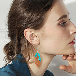 6 Pair 6 Color Resin & Wood Dangle Earrings with Iron Pins&nbsp;EJEW-AB00031