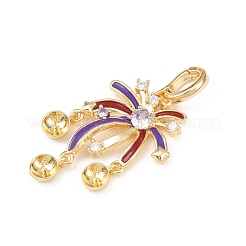 Brass Micro Pave Cubic Zirconia Pendants Bails&nbsp;KK-H524-01G-01
